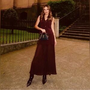 Zara Elegant Burgundy Maxi Dress